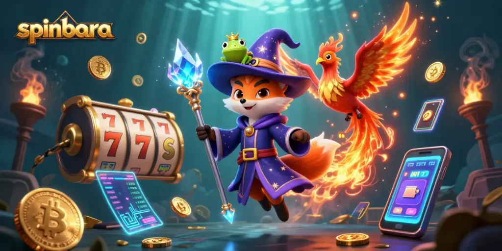 Spinbara offers exciting slot gameplay with vibrant graphics and engaging elements like Bitcoin and Ethereum coins.